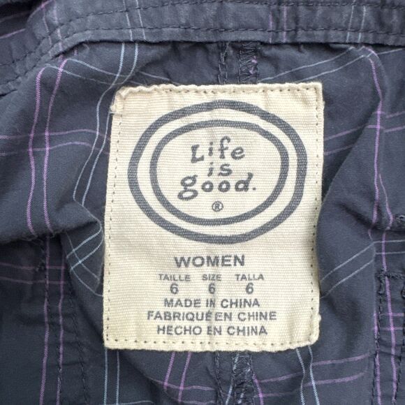 Life Is Good Cargo Capri Pants Womens 6 Blue Pink Plaid Cotton Casual Outdoor - Picture 7 of 14